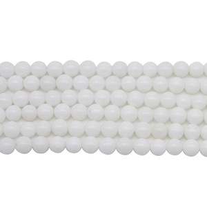 Cuentas sueltas de porcelana cerámica blanca redondas para hacer pulseras de 8 mm y 15 pulgadas - Product Image 2