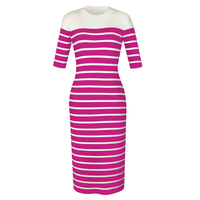 Vêtements de marque pour femmes, tricots d'été décontractés Donna Maglieria, robe longue rayée à manches courtes pour femmes
