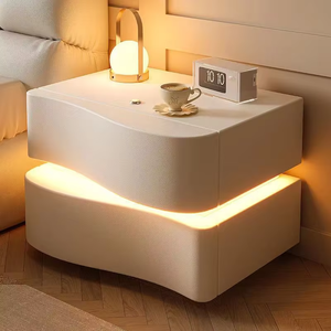 <span class=keywords><strong>Table</strong></span> de chevet italienne haut de gamme de luxe moderne avec capteur LED intelligent et rangement pour chambre à coucher et salon, meubles de maison - Product Image 4