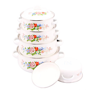 Fournisseur en gros d'ensembles de batterie de cuisine écologiques, casseroles en émail à motif floral durable pour la cuisine, vaisselle - Product Image 3