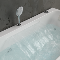 Baignoire autoportante en acrylique de 1,3 m x 1,7 m avec jets de massage, 12 jets, capacité de 60 gallons, design moderne, pour salle de bain intérieure, utilisation hôtelière