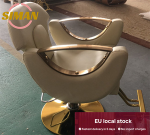 Fauteuil de coiffure professionnel Siman EU en stock <span class=keywords><strong>local</strong></span>, chaise élégante pour femme avec revêtement en cuir PU amélioré et cadre doré pour salon de coiffure - Product Image 4