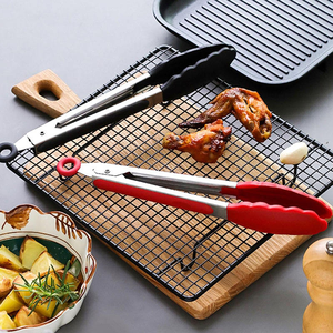 Klip makanan silikon BBQ tahan panas memanggang logam silikon penjepit makanan dapur penjepit pegangan ergonomis penjepit - Product Image 5