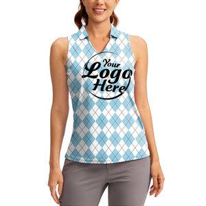Camisetas sin mangas con cuello en V acanaladas para niñas y camisetas de golf con cuello, de nailon/cachemira, peso de tela 160g - Product Image 4