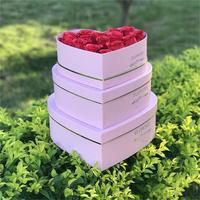 Boîte à fleurs en papier artistique en forme de cœur, 3 pièces/ensemble, classique, très vendue, écologique, avec fermeture magnétique, motif de lettres florales