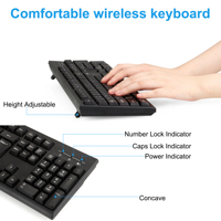 Keyboard nirkabel ergonomis 2.4Ghz standar kantor rumah, kit Kombo dan mouse tenang multimedia murah