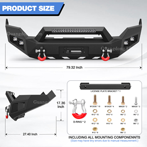 Pare-chocs avant compatible avec Ram 1500 2013-2018 (sauf Rebel), compatible avec Ram 1500 Classic 2019-2023 Pick-up avec plaque <span class=keywords><strong>de</strong></span> treuil - Product Image 4