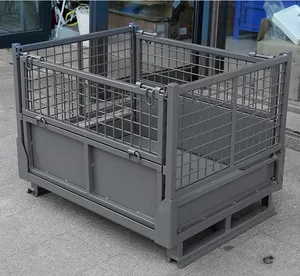 Galvanized Coated Wire Mesh Cage Stackable Storage Container Wire Steel Cage Mesh For Warehouse Logistic Storage And Protection