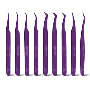 Herramienta de extensión de pestañas profesional de Plasma púrpura, pinzas de pestañas de punta de fibra de aislamiento de etiqueta privada personalizadas, respetuosas con el medio ambiente - Product Image 1