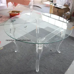 透明亚克力圆形婚宴圆形玻璃现代餐桌待售