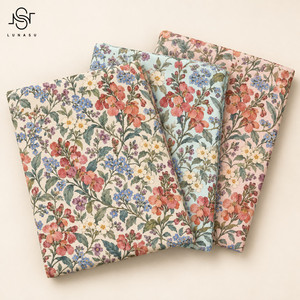 Vintage Blumenmuster Baumwoll-Voile-Stoff mit Vergissmeinnicht-Print, Leichter Baumwoll-Popeline für Schneiderei - Product Image 1