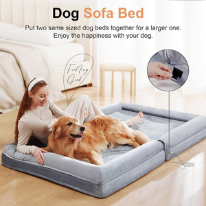 Luxury Large <strong>Dog</strong> &amp; Cat Bed Orthopedic Washable Memory Foam Velvet Eco-Friendly Grey Waterproof 40x32x6.5" for <strong>Couch</strong>/<strong>Sofa</strong> - Product Image 3