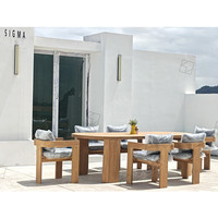 2025 Sigma Furniture Table et chaise d'extérieur en teck Mobilier d'extérieur Table de jardin Ensemble de chaises