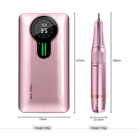 CMNAIL S506 Polisseuse à ongles portable rechargeable de qualité supérieure 35000 tr/min rose