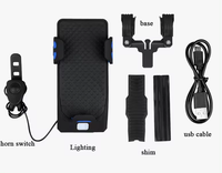 Dernier design 4 en 1 Lumières de vélo Lumières de vélo avec support de téléphone pour klaxon de batterie externe Équitation de nuit