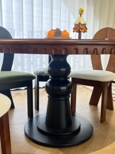 Modern <b>Round</b> <b>Dining</b> <b>Table</b> <b>Solid</b> <b>Wood</b> Base Natural <b>Wood</b> Surface Minimalist Design for Home and Hotel Use - Product Image 5