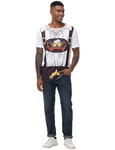 Camiseta de manga corta con cuello redondo para hombre Oktoberfest Bavarian Beer Guy German Fancy Halloween Cosplay - Product Image 3
