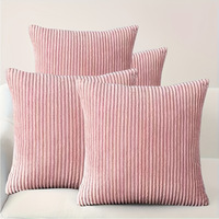 Ensemble de 2 taies d'oreiller carrées modernes en velours côtelé, couleur unie, 35x35, avec fermeture éclair invisible