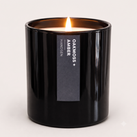 Bocaux à bougies en verre noir brillant vides avec impression de logo et d'étiquette personnalisés, emballage en gros pour la fabrication de bougies