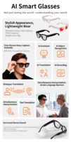 Gafas Inteligentes MT3 con Cámara HD de 8MP, Grabación de Video de 64GB, Traductor IA Unisex para iPhone y Android