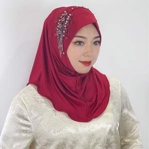 Generoso vestido de novia musulmán con gorro de gasa plisado <span class=keywords><strong>Hijab</strong></span> turbante y Jersey a juego - Product Image 3