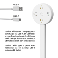 Rallonge de prise électrique américaine LangYeao 180 °   Adaptateur de prise murale rotatif, rallonge multi-prises pour table de chevet, bureau, derrière le canapé