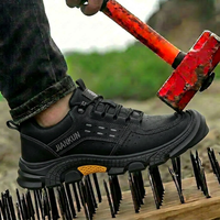 Chaussures de sécurité à embout d'acier, anti-perforation, respirantes, avec semelle intermédiaire en cuir microfibre et semelle extérieure en caoutchouc naturel, pour atelier