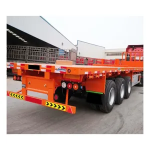 Made In China Huayue Brand 40Ft 12 Metre Flatbed Semi Trailer 70 Ton 3 Axles Container Semi Truck Trailer For Sale