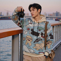 Hoodie Jacquard Tapestry Ukuran Besar Anti Kusut, Desain Khusus untuk Pakaian Formal/Kasual Musim Semi, Bahan Tebal dan Berukuran Besar
