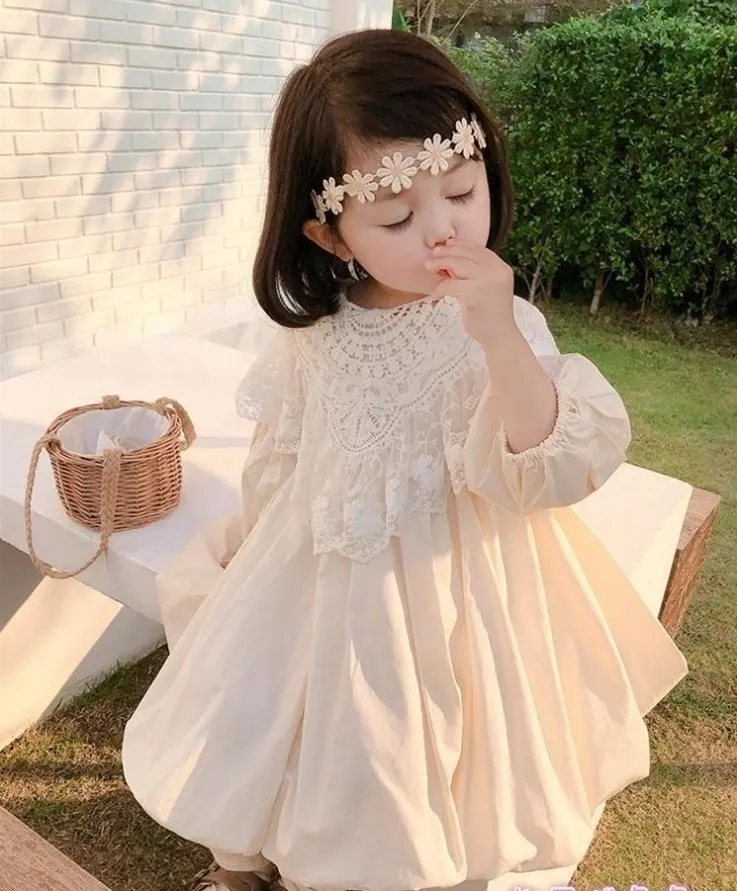 spring autumn baby girl ivory princess dress fairy dress new kids children little girl lace party wedding tutu dress