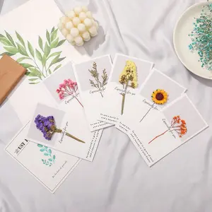 Wholesale Dried Flower Thanksgiving Blessing Mother's Day Christmas Card Customized Greeting Card With Dried Flower YZ005