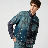 Blouson Bomber Vintage à Imprimé Paisley avec Poche à Rabat, Style Streetwear Oversize Décontracté pour Homme, Fourniture ODM