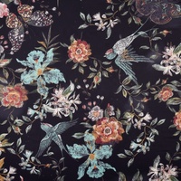 Tissu en satin mat 100 % polyester personnalisé, extensible, imprimé numérique tropical pour vêtements et jupes pour filles, technique de tissage