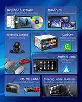 Radio para Auto BQCC de 6.2 Pulgadas 2DIN con Entrada Auxiliar FM, USB, 12V, Carplay, Android Auto, Estéreo para Auto, RCA, AM, FM, BT, Reproductor de DVD/CD/VCD, RGB