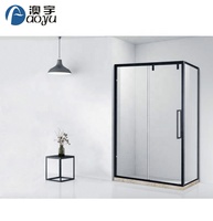 Kamar Mandi, Ruang Pancuran Stainless Steel Persegi Hitam Bingkai Aluminium Kaca Ruang Mandi