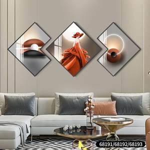 Decoración Abstracta para Sala de Estar, Tríptico de Porcelana de Cristal de Lujo con Diamantes, Arte Abstracto Moderno para Pared - Product Image 6