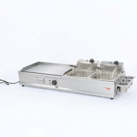 DanFuQi Plaque de cuisson électrique de comptoir en acier inoxydable de qualité supérieure personnalisée avec friteuse double à réservoirs 3KW+5KW pour cuisine commerciale