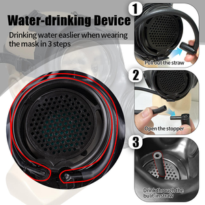 Full <b>Face</b> Filter High Grade Anti-gas Full <b>Face</b> Rubber Mask Respirator Carbon Filter Toxic Gas Mask with Water Dispenser - Product Image 5