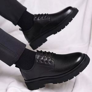 Men's Formal Black Leather Lace up Loafers Spring Big-Toe Business Casual Dress Shoes with Lace-Up Soft Soles & Non-Slip Design - Product Image 3