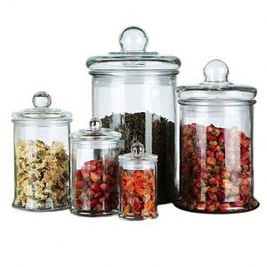 Multi Sizes Transparent Glass Food Storage Jar Airtight Sealed Glass Canister for <b>Kitchen</b> <b>Pantry</b> Organization - Product Image 2