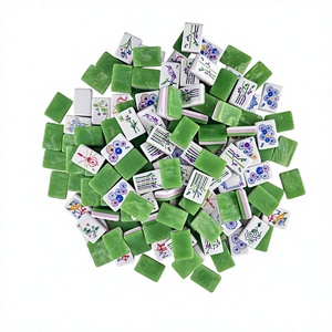 Set di Mahjong Americano di Lusso in Acrilico con Regole NMJL, Tappetino Verde Salvia con Motivi Floreali e Uccelli, Dipinto a Mano, 166 Tessere, Antiscivolo, per Club, 4 Giocatori - Product Image 4