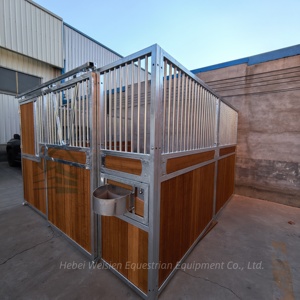 مربط حصان من الصلب المجلفن بالغمس الساخن ، صندوق حصان أنيق مقاوم للطقس ، تصميم باب جرار على شكل حرف V-yoke مع رف القش - Product Image 3