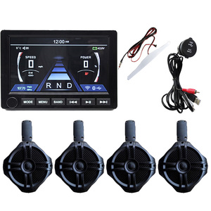 Autoradio multimédia étanche pour bateau avec écran tactile TFT 10 pouces H-308 + 4 enceintes colonne 2 voies 6,5 pouces H-6106 - Ensemble - Product Image 5