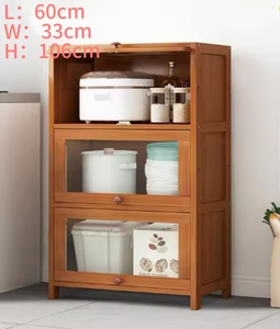 Meuble de rangement de cuisine moderne en bambou écologique à 5 niveaux avec portes, organisateur de garde-manger multifonctionnel pour cuisine - Product Image 6