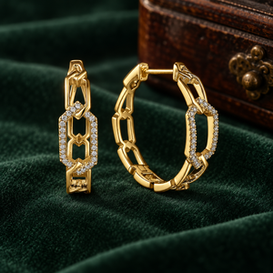 Orecchini a Cerchio Traforati con Micro Pavé di Zirconi per Donne, Gioielli Eleganti e Geometrici alla Moda - Product Image 6
