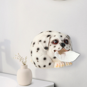 Sculpture artisanale en résine blanche de 6.6 pouces Ornement d'intérieur mignon pour salon et cuisine Boîte à mouchoirs pour chien pour la décoration - Product Image 1