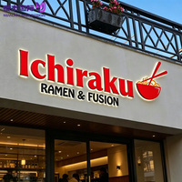 Enseigne rétroéclairée vintage en alliage d'aluminium rouge avec lettres 3D LED personnalisées pour devanture de magasin, logo Izakaya ou pub