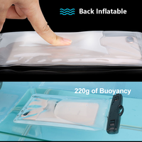 Pochette étanche pour téléphone portable flottante gonflable en TPU, sac étanche universel IP68 pour téléphone portable