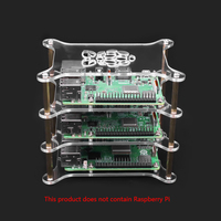 Coque transparente en acrylique multicouche avec logo Raspberry Pi pour Raspberry Pi 5/4B/3B +/3B