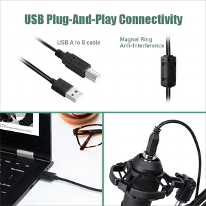 Bộ micro tụ điện <span class=keywords><strong>USB</strong></span> chuyên nghiệp dành cho PC hoặc Laptop, micro cardioid để thu âm, phát sóng, phòng thu tại nhà, chơi game, YouTube - Product Image 2